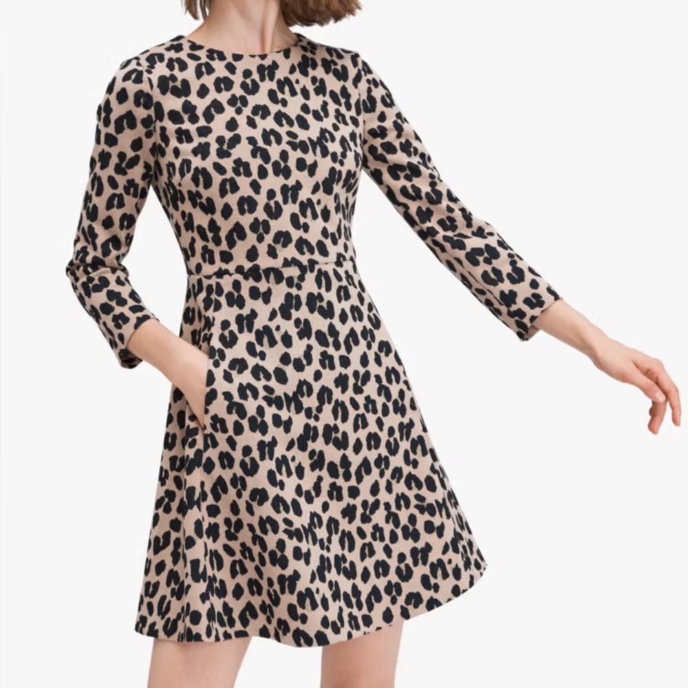 Kate Spade Beige and Black Leopard Print Mini Dress